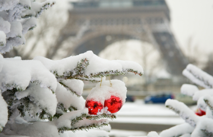 Eiffel Tower in snow